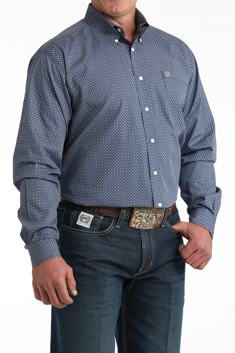 Cinch Allover Blue Print Button Down