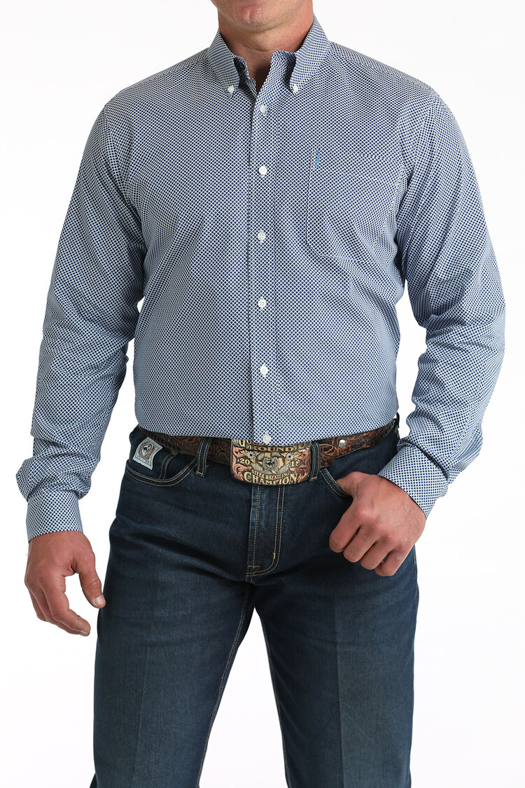 Cinch Modern Fit Button Down Blue Print