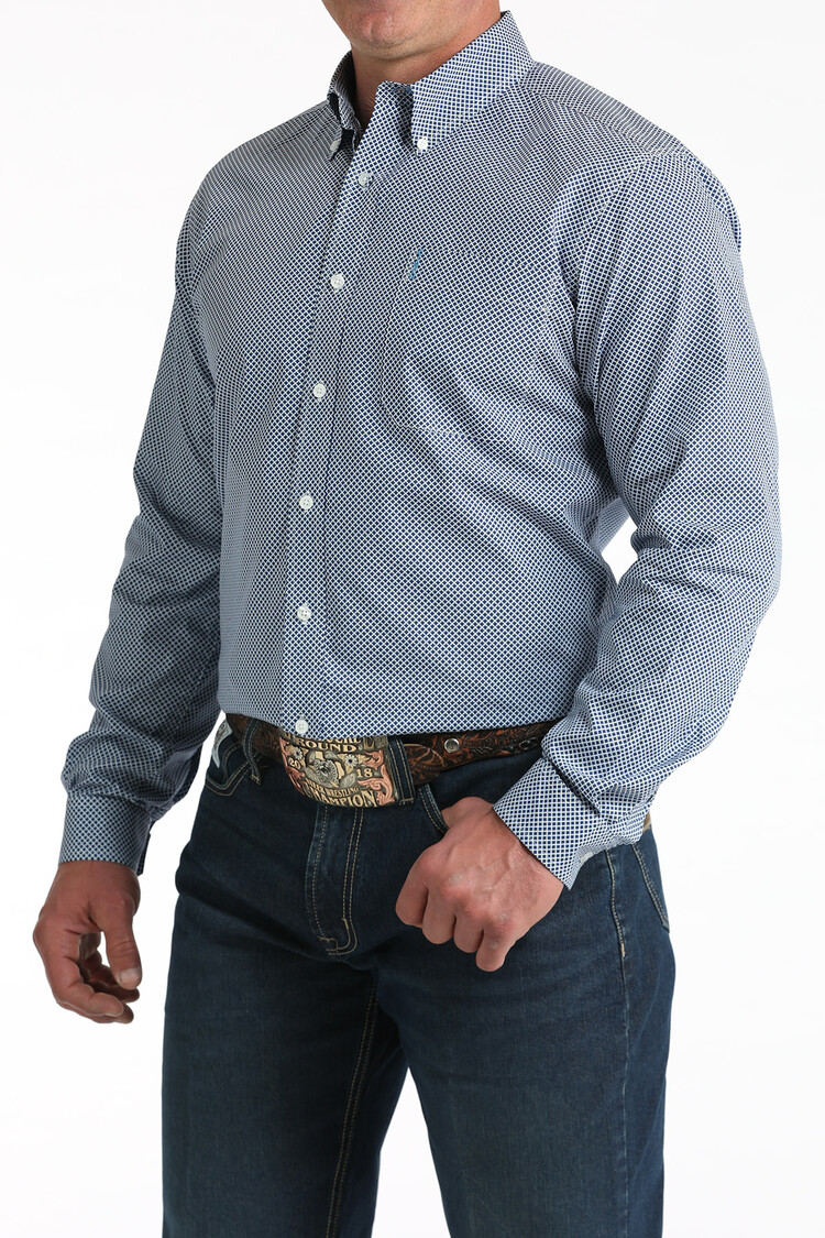 Cinch Modern Fit Button Down Blue Print