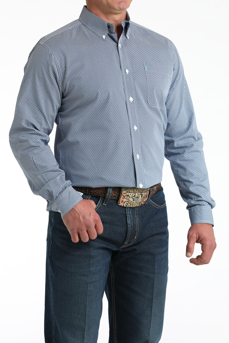 Cinch Modern Fit Button Down Blue Print