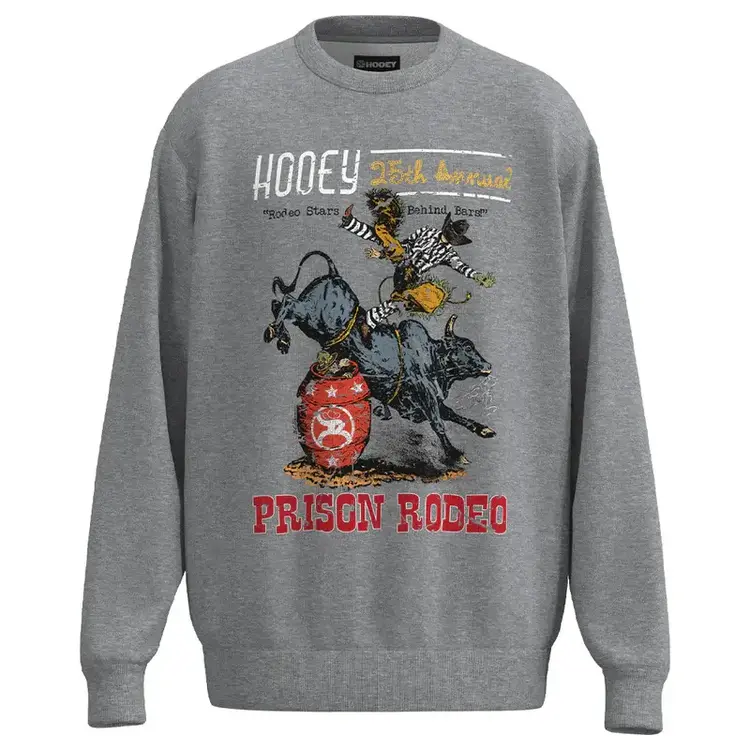 HOOey Prison Rodeo Pullover Heather Grey