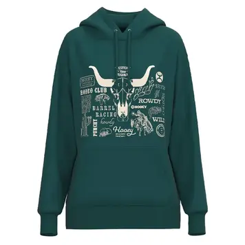 HOOey Round Up Hoodie Green Cream