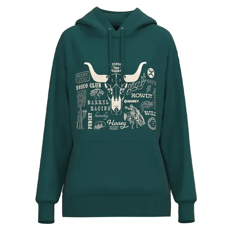 HOOey Round Up Hoodie Green Cream