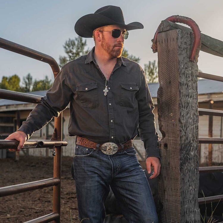 Montana Silversmiths Aztec Buckle with Ranch Bucking Horse