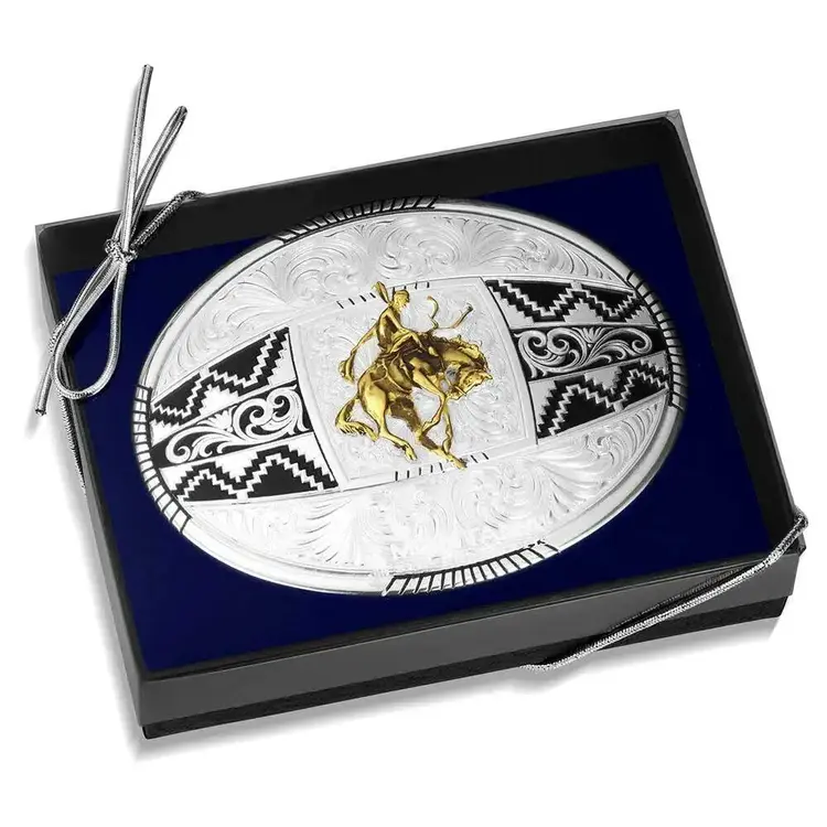 Montana Silversmiths Aztec Buckle with Ranch Bucking Horse