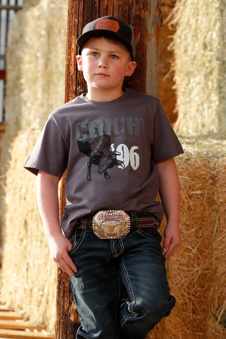 Cinch Youth Buckin Bull Tee Charcoal