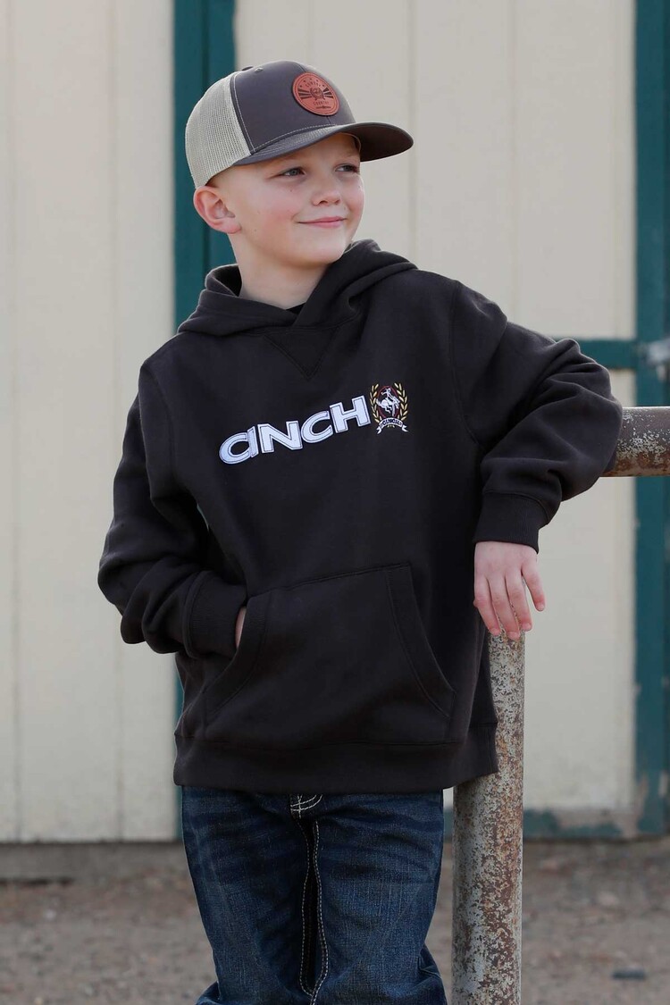Cinch Youth Match Dad Fleece Logo Hoodie Brown