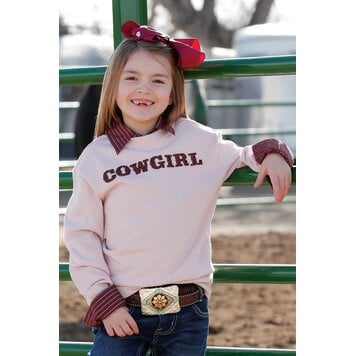 Cruel Denim Youth Rhinestone Cowgirl Sweatshirt Pink