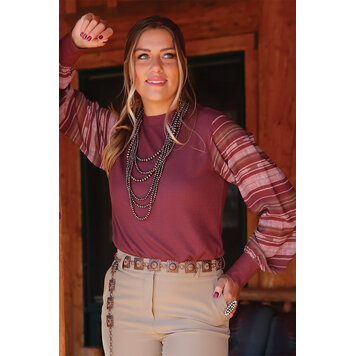 Cruel Denim Thermal Blouse Burgundy