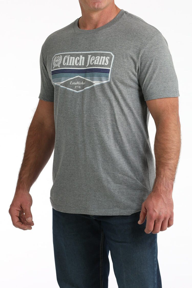 Cinch Printed Chest Logo Tee Grey