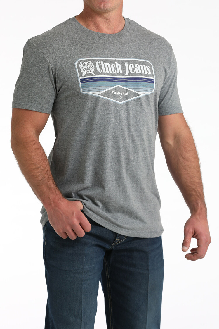Cinch Printed Chest Logo Tee Grey