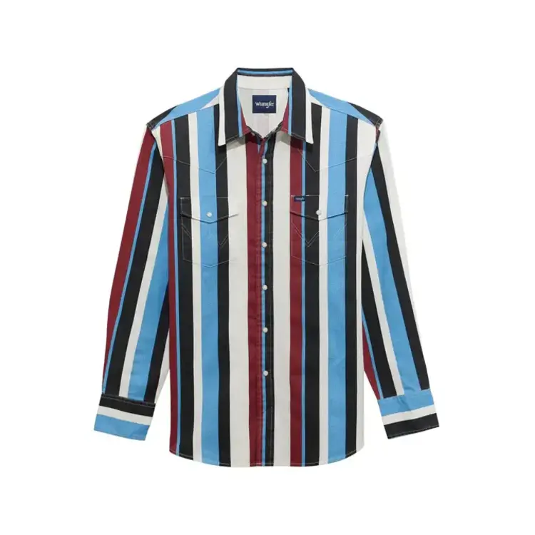 Wrangler Brushpopper Stripe Snap Blue