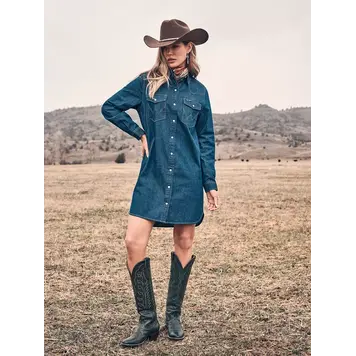 Wrangler Relaxed Shirt Dress Dark Denim