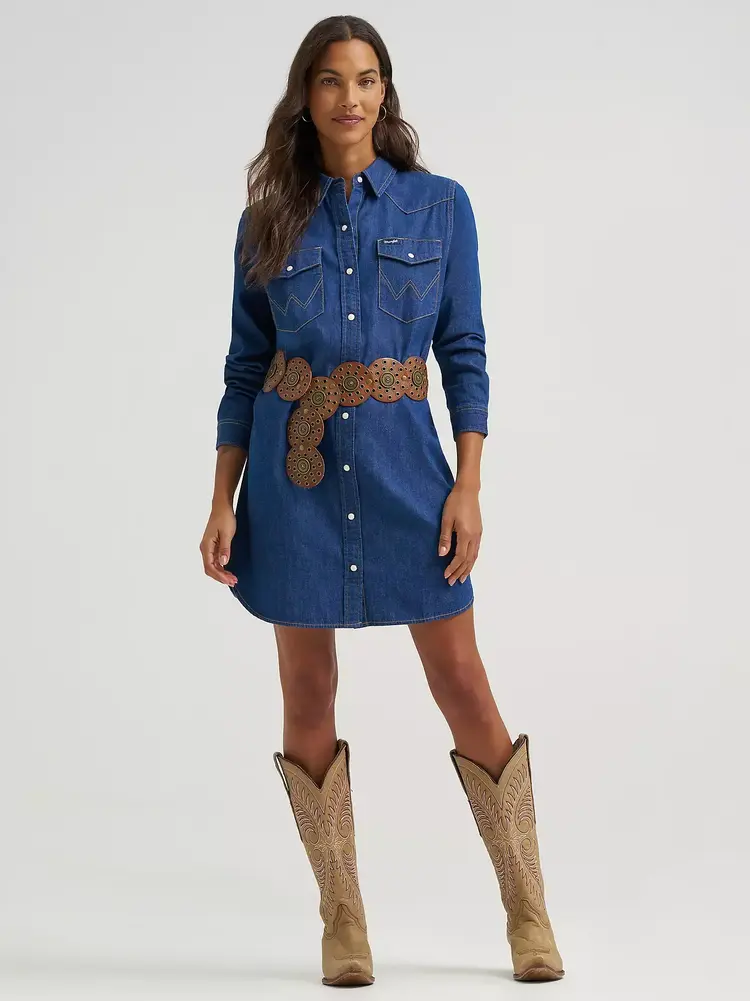 Wrangler Relaxed Shirt Dress Dark Denim