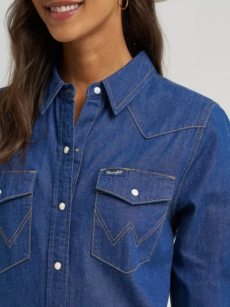 Wrangler Relaxed Shirt Dress Dark Denim
