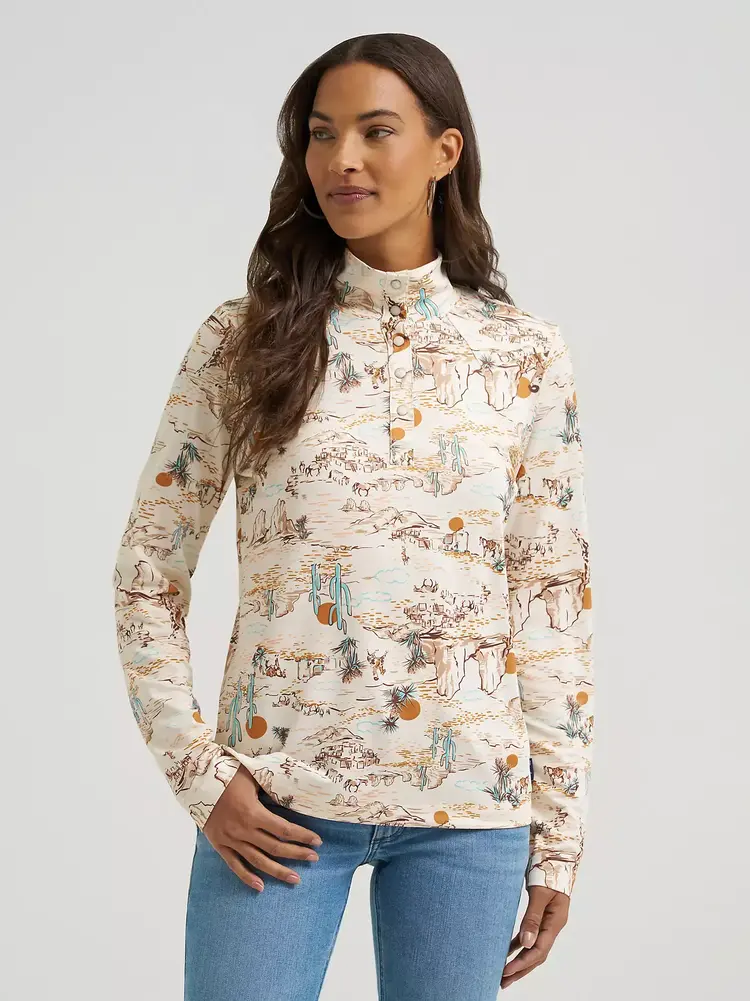 Wrangler Performance Quarter Snap Pullover Cream Skye