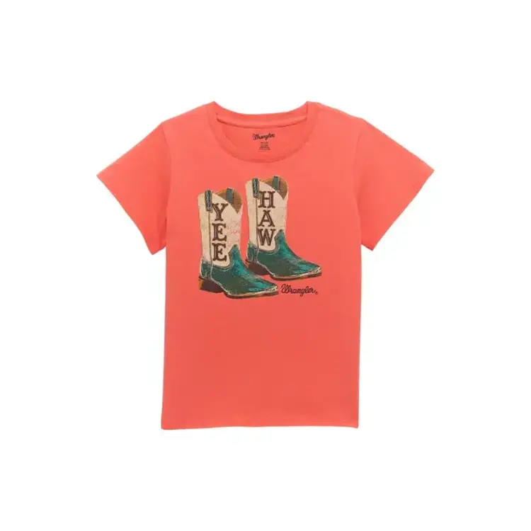 Wrangler Youth Yee Haw Boots Tee Coral