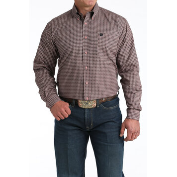 Cinch Pink Square Print Button Down