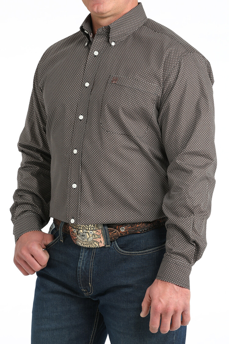 Cinch Micro Print Button Down Navy