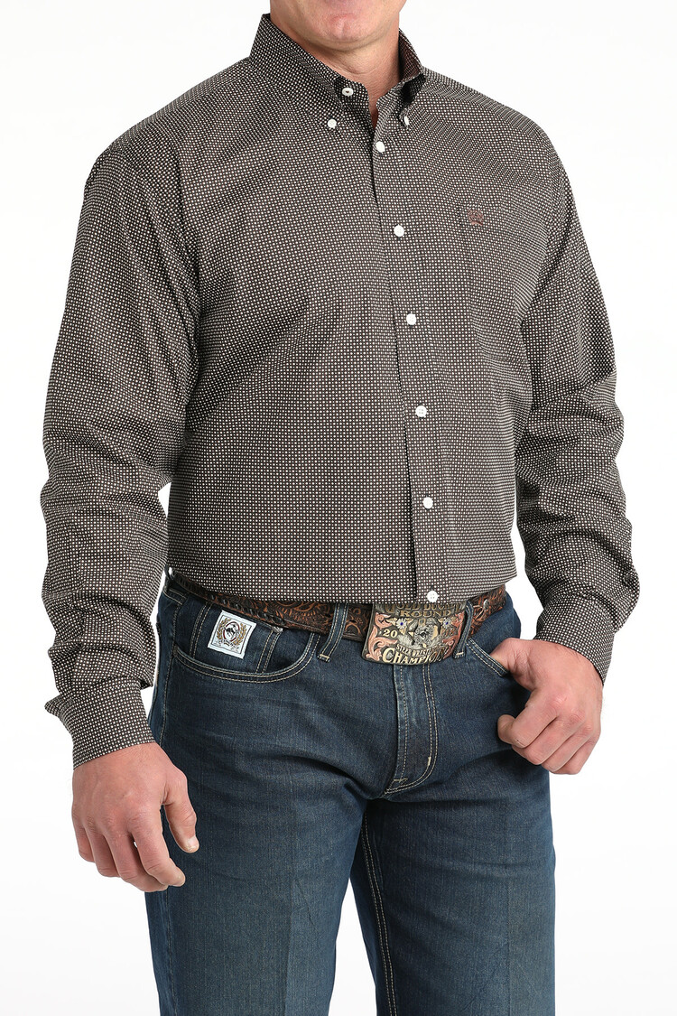 Cinch Micro Print Button Down Navy