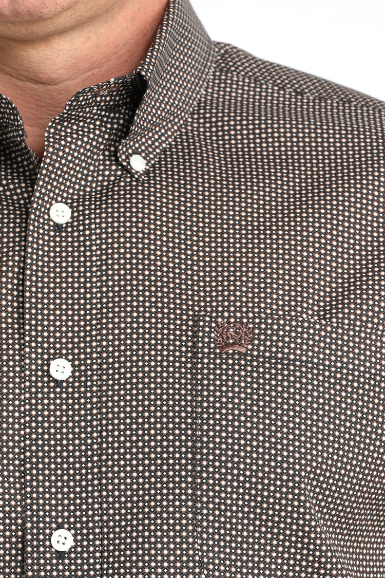 Cinch Micro Print Button Down Navy