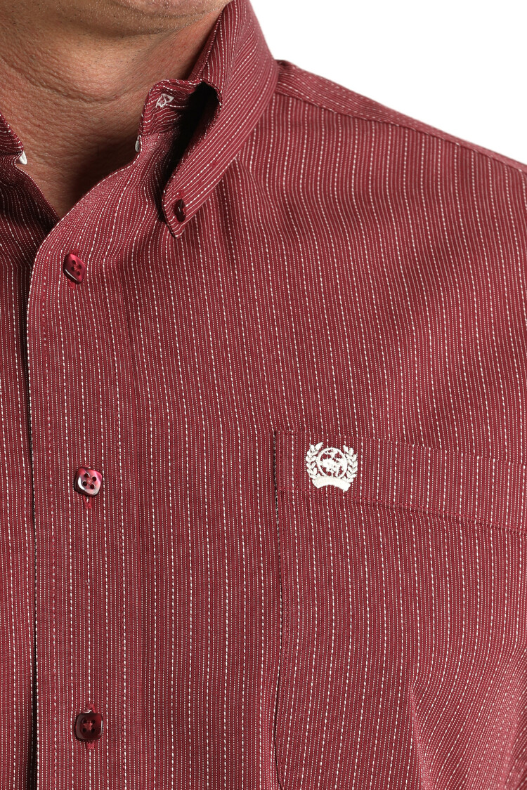 Cinch Burgundy White Stripe Button Down