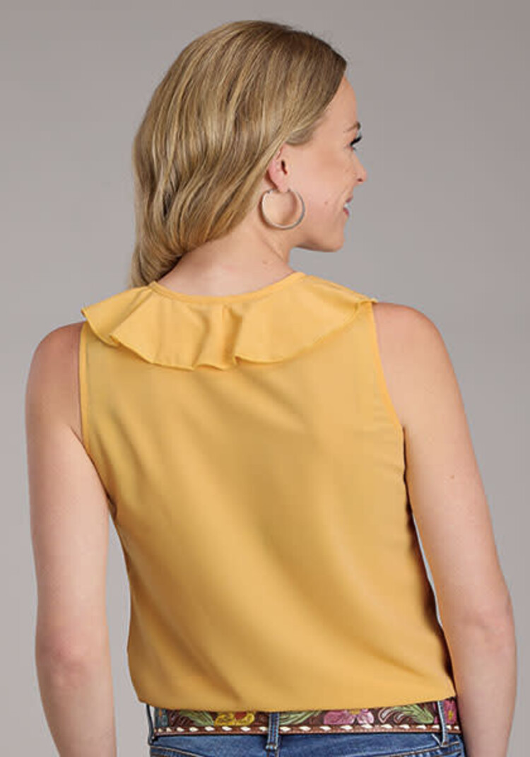 Roper Poly Crepe Sleeveless Blouse Yellow