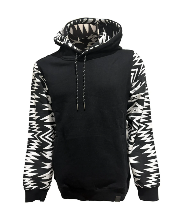 Rock & Roll Denim Aztec Sleeve Hoodie Black
