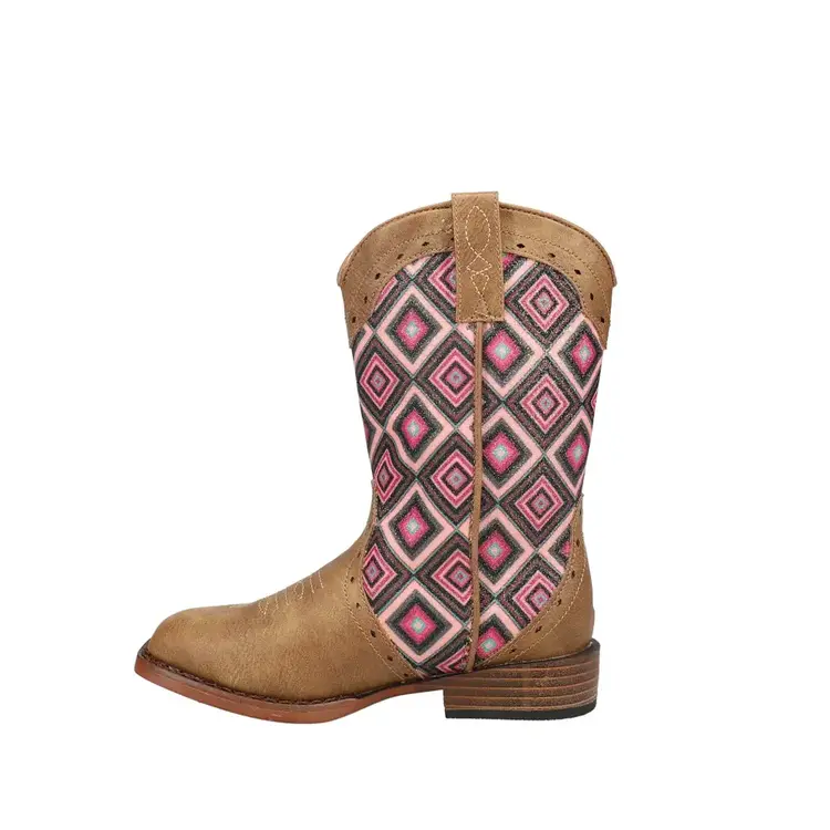 Roper Youth Sq Toe Glitter Geo