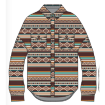 Rock & Roll Denim Youth Multicolored Aztec Shacket