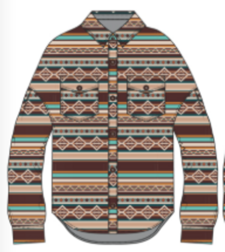 Rock & Roll Denim Youth Multicolored Aztec Shacket