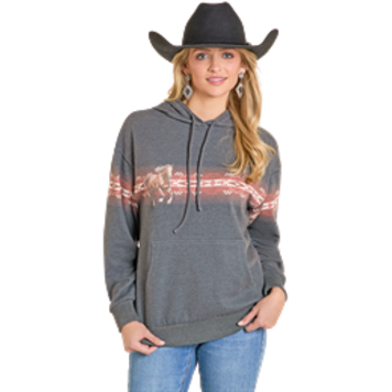 Rock & Roll Denim Wild Horse Border Print Hoodie
