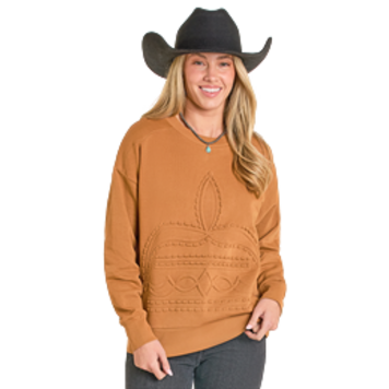 Panhandle Western Wear Boot Stitch Sweatshirt Brass