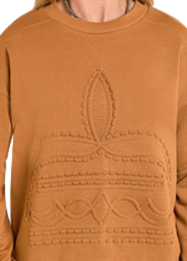 Panhandle Western Wear Boot Stitch Sweatshirt Brass