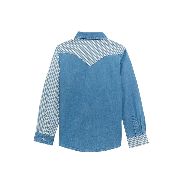 Wrangler Youth Stripe Denim Snap