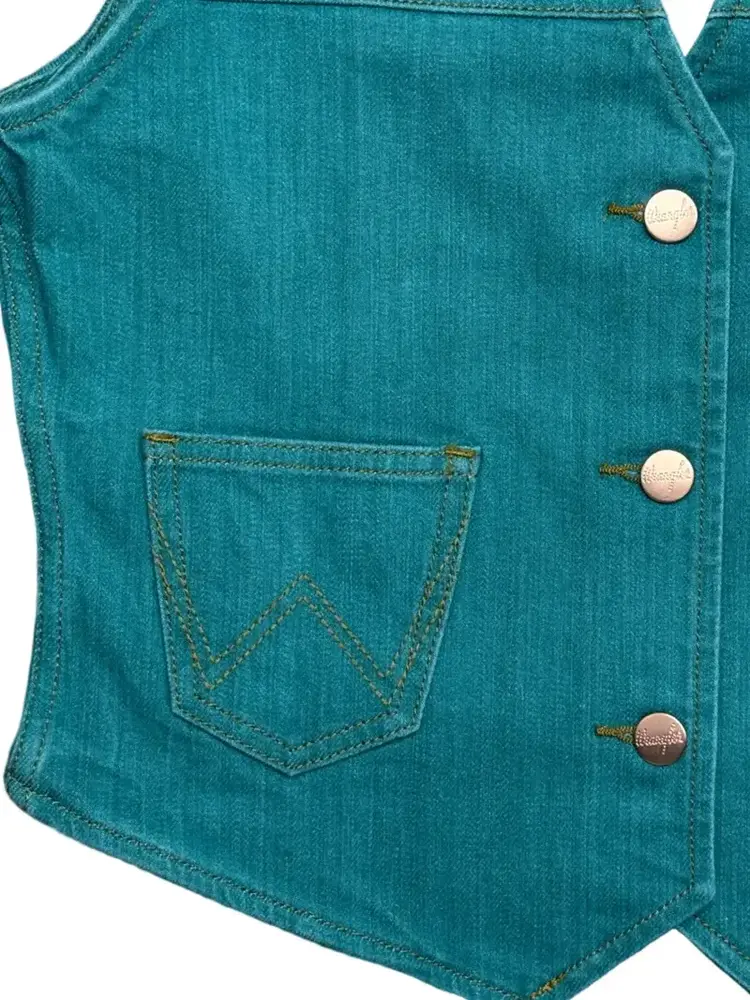 Wrangler Lainey Wilson Denim Vest Turquoise
