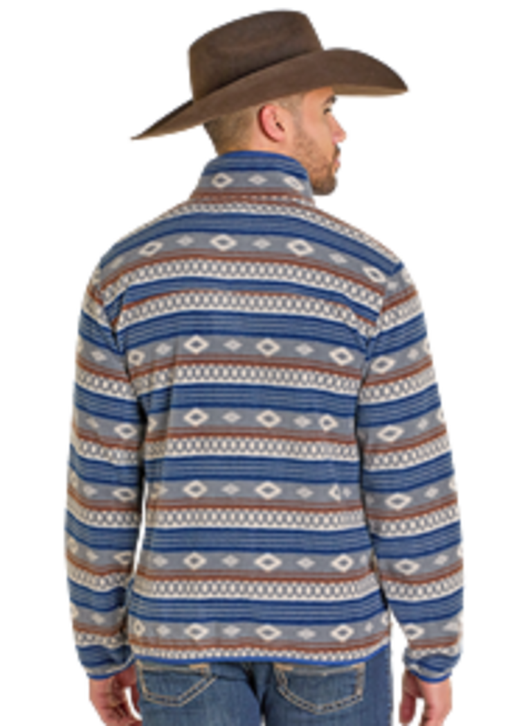 Rock & Roll Denim Aztec Fleece 1/4 Snap Pullover Grey