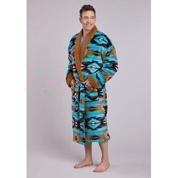 Roper Aztec Printed Fleece Robe Turquoise