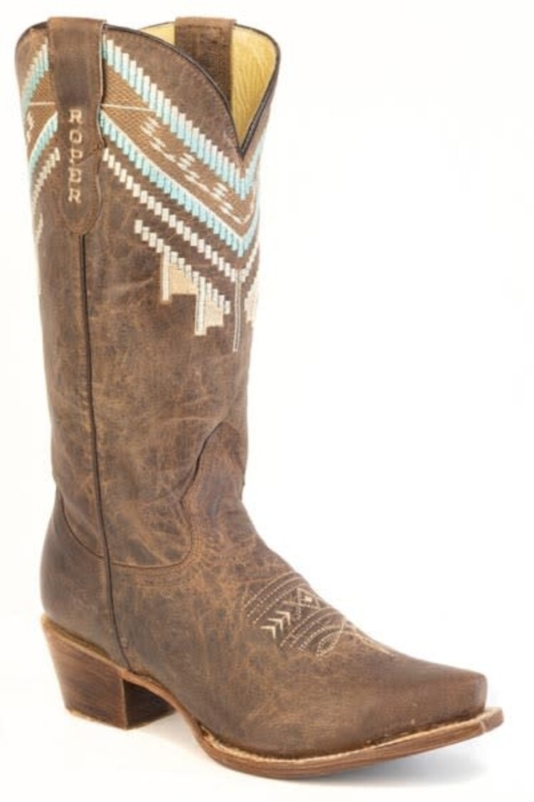 Roper Cowgirl Tough Snip Toe Aztec Shaft Tan
