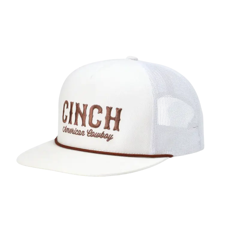 Cinch Trucker Cap White Brown Rope