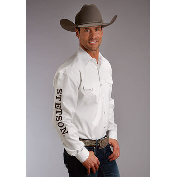 Stetson Brown Logo Snap Solid White