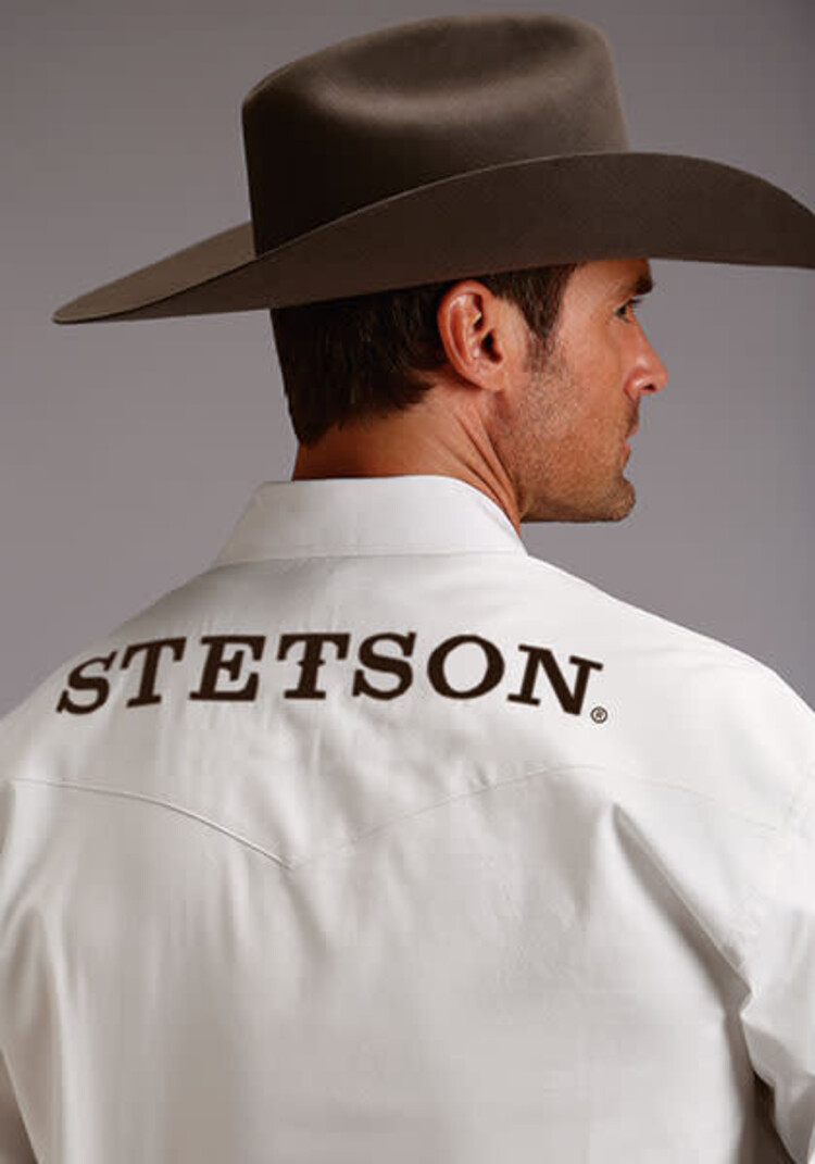 Stetson Brown Logo Snap Solid White