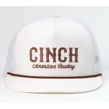 Cinch Trucker Cap White Brown Rope