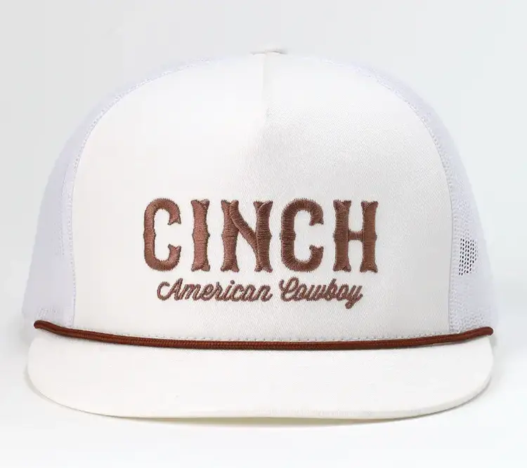 Cinch Trucker Cap White Brown Rope
