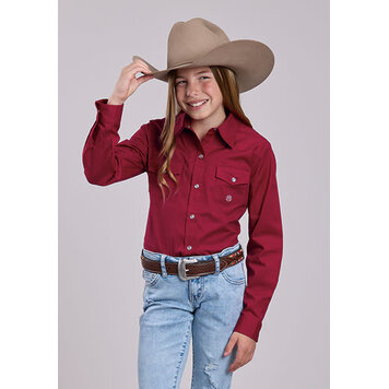 Roper Youth Stretch Two Pocket Snap Solid Red
