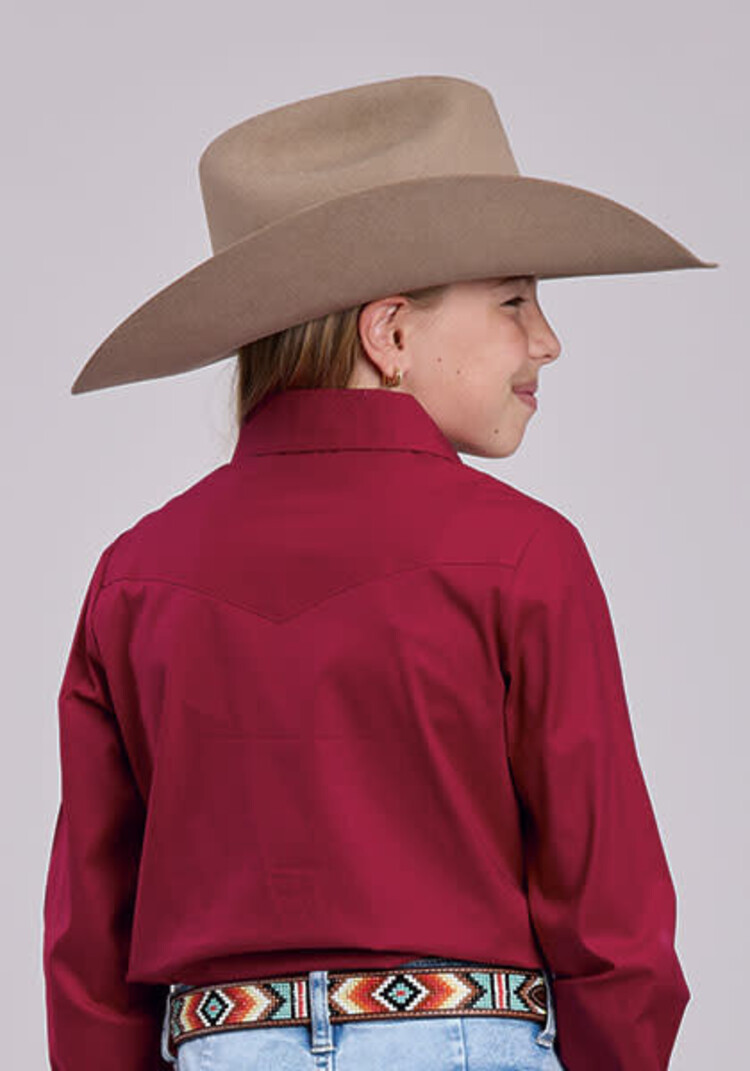 Roper Youth Stretch Two Pocket Snap Solid Red