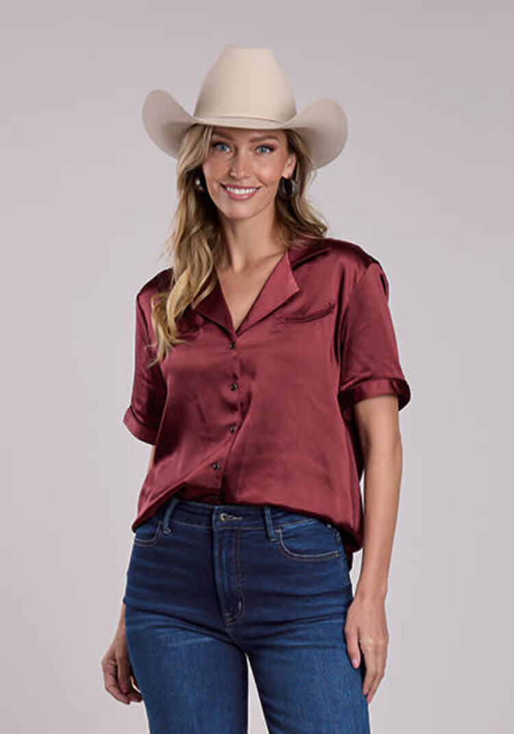 Stetson Satin Blouse Wine