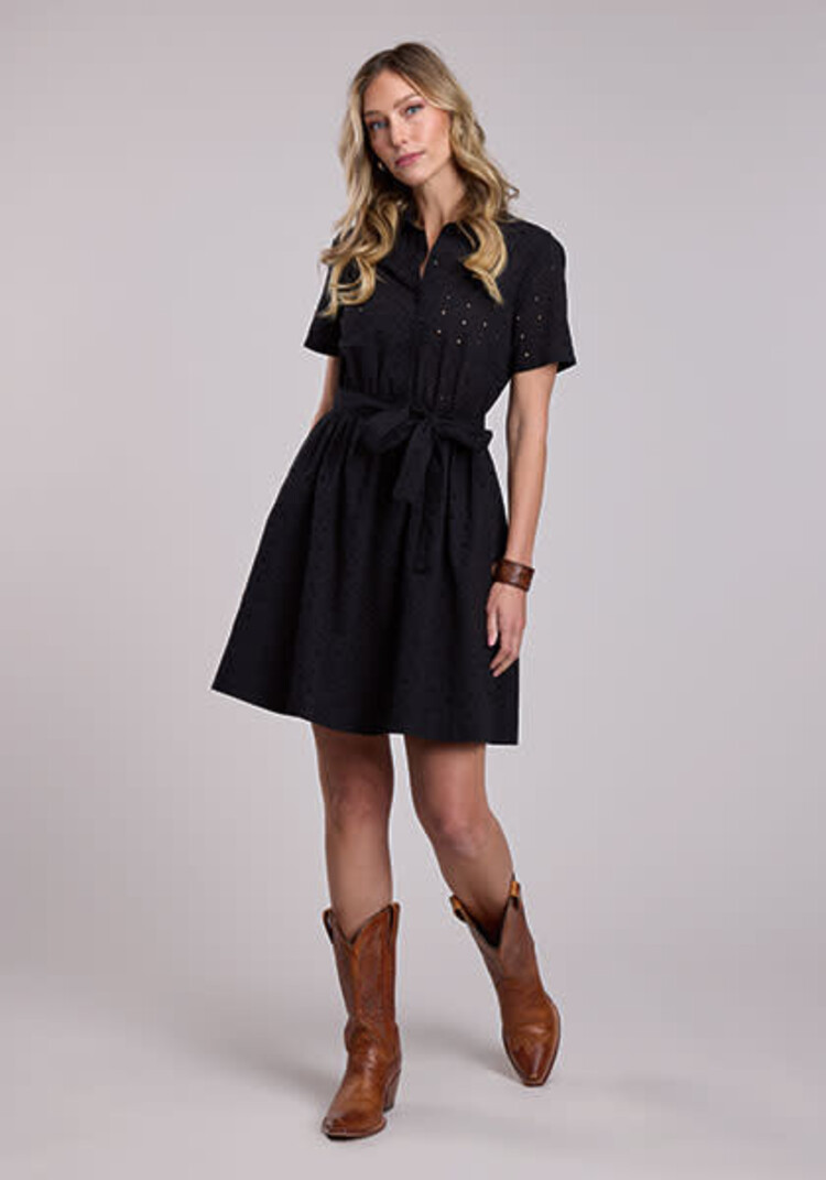 Stetson Cotton Eyelet Shirt Dress Black