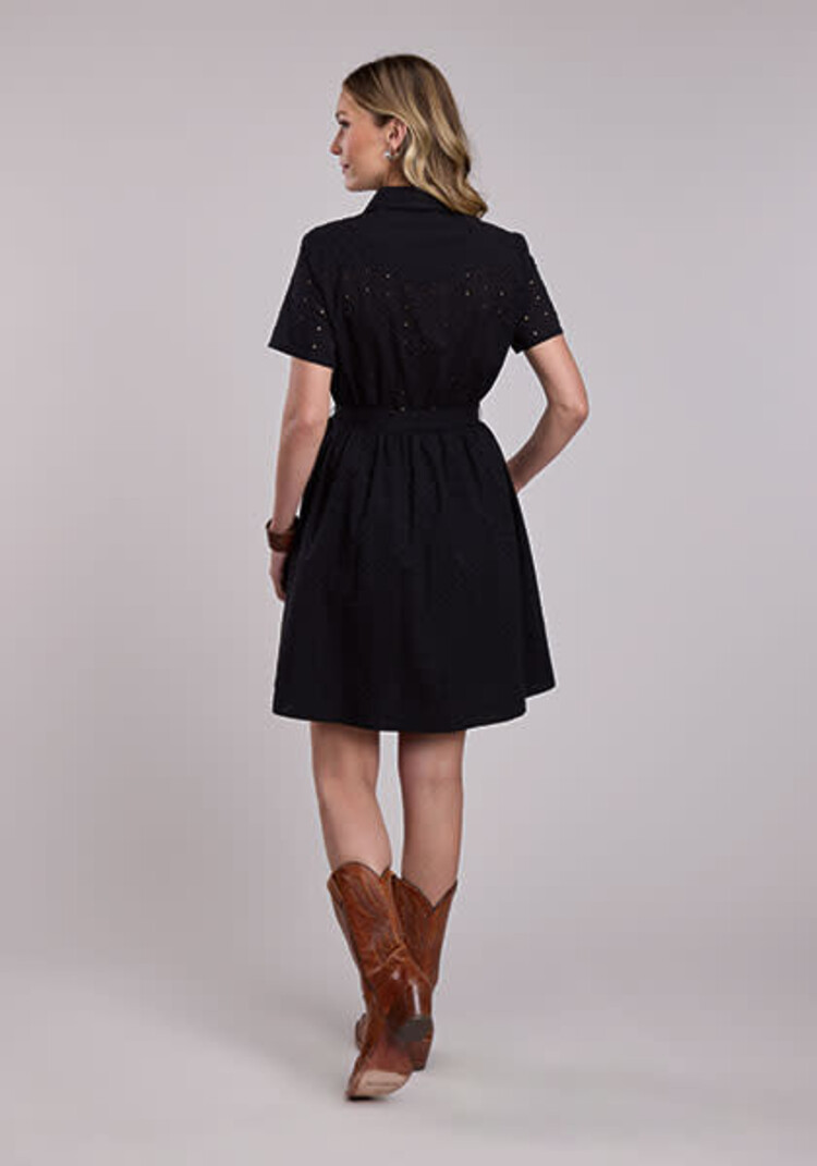 Stetson Cotton Eyelet Shirt Dress Black