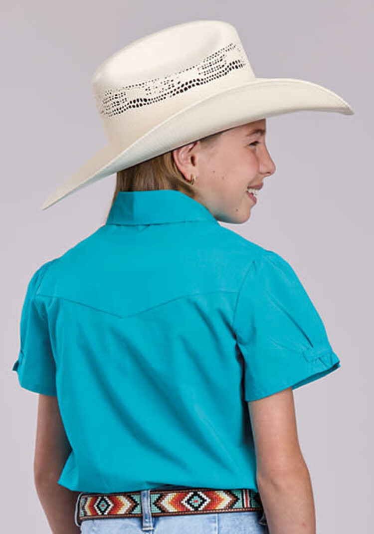 Roper Youth Short Sleeve Button Down Turquoise
